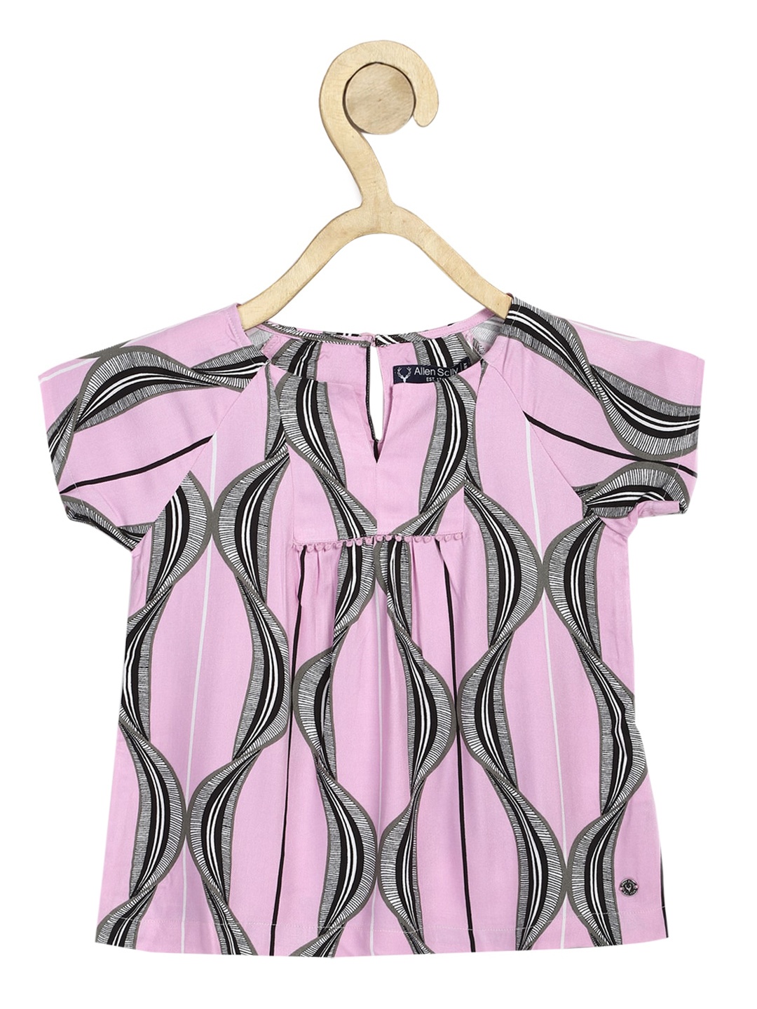 

Allen Solly Junior Pink & Black Notched Round Neck A-Line Top