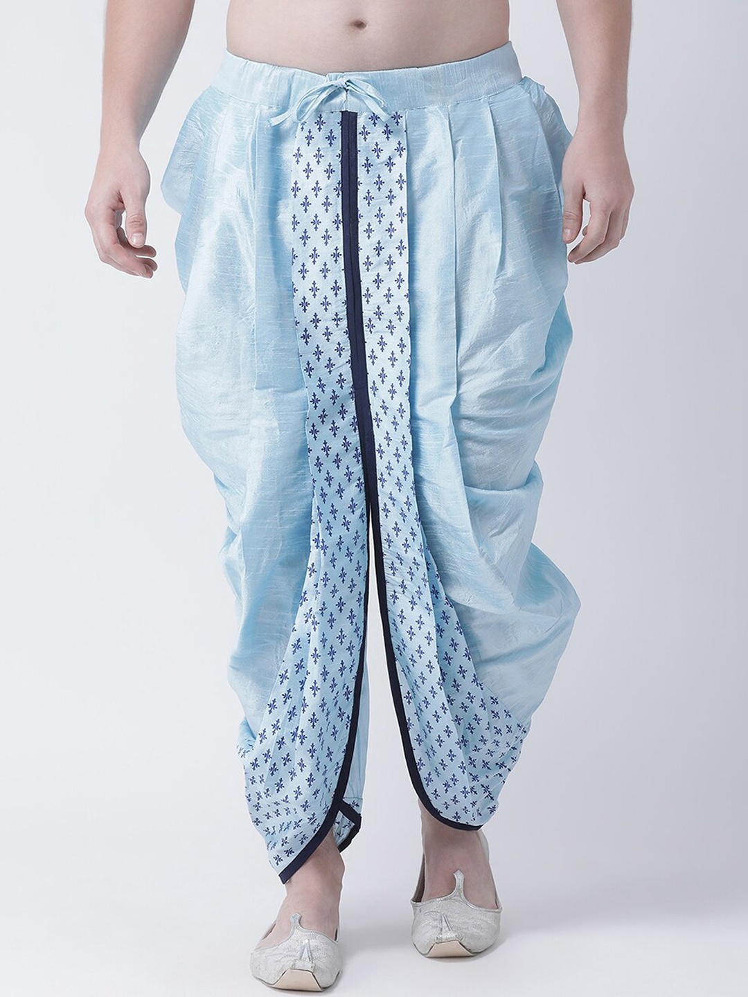 

DEYANN Men Blue Printed Dupion Silk Dhoti