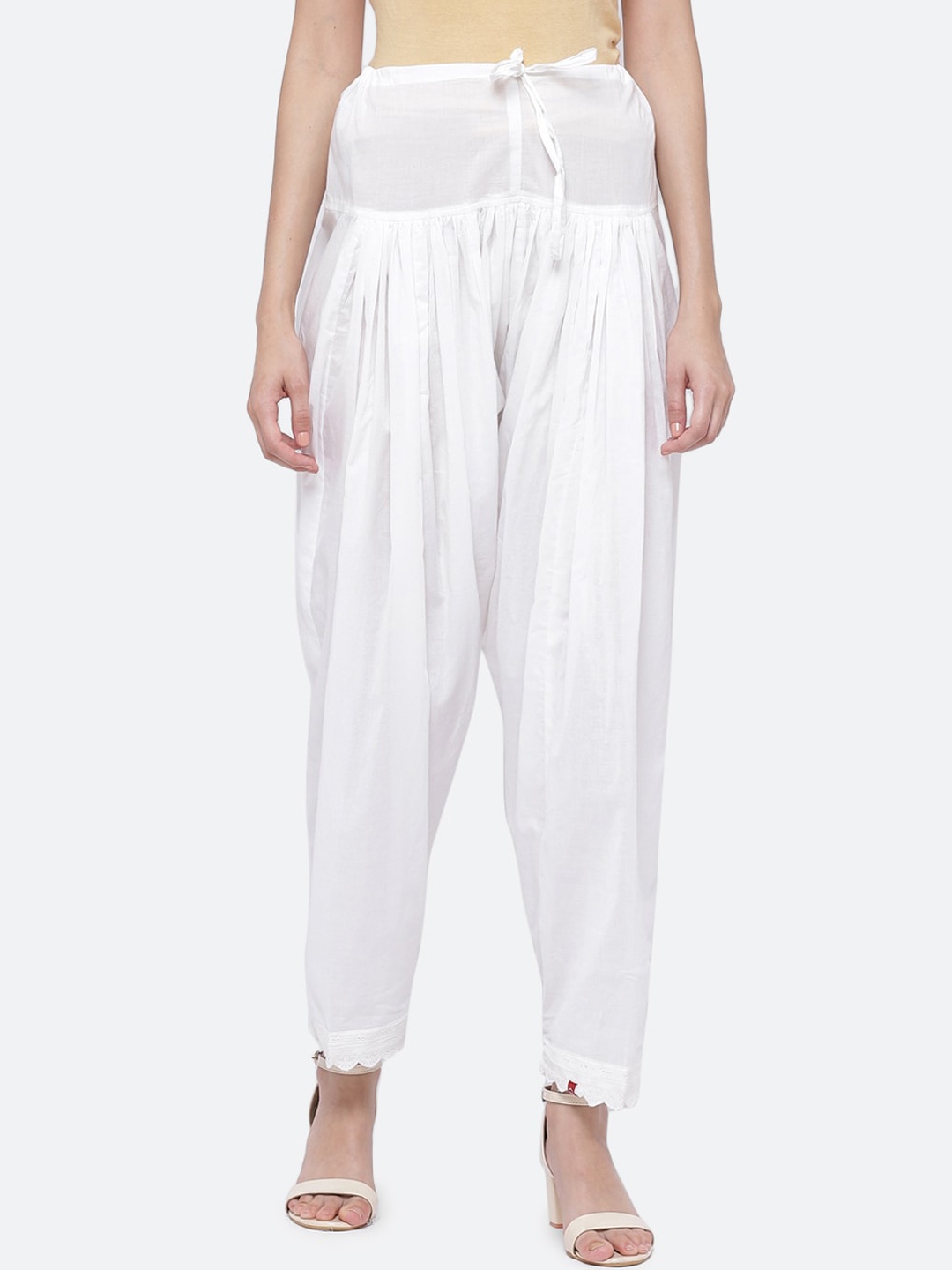 

Biba Women Off-White Pure Cotton Solid Salwar