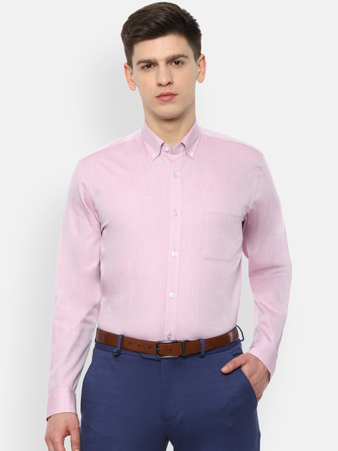 

Louis Philippe Men Pink Slim Fit Solid Formal Shirt