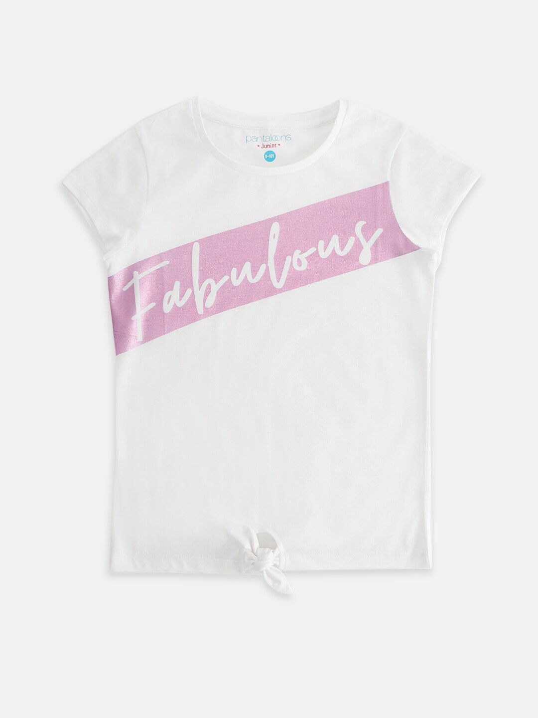 

Pantaloons Junior Girls Off-White Printed Round Neck T-shirt