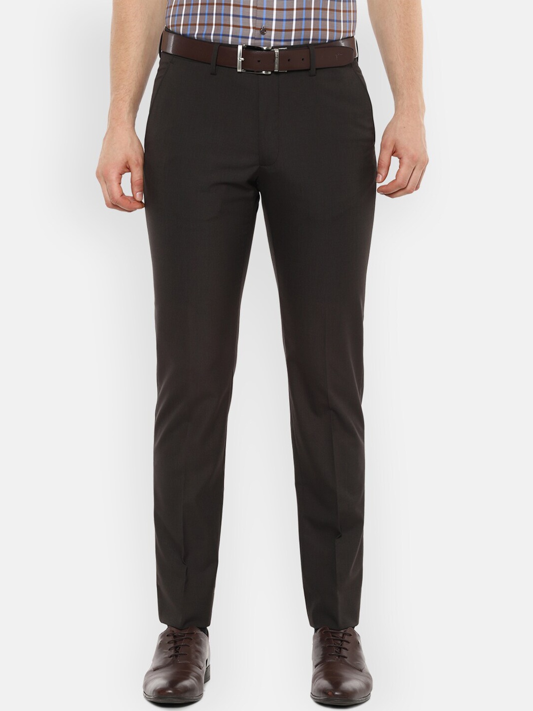 

Van Heusen Men Brown Slim Fit Solid Formal Trousers