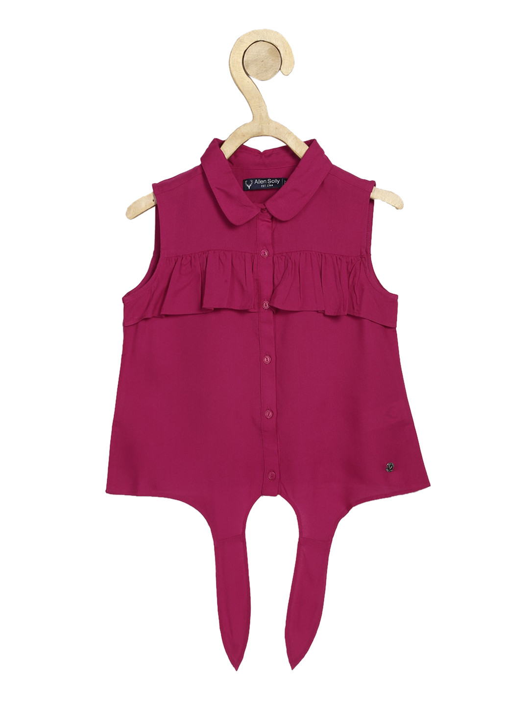 

Allen Solly Junior Pink Net Shirt Style Top