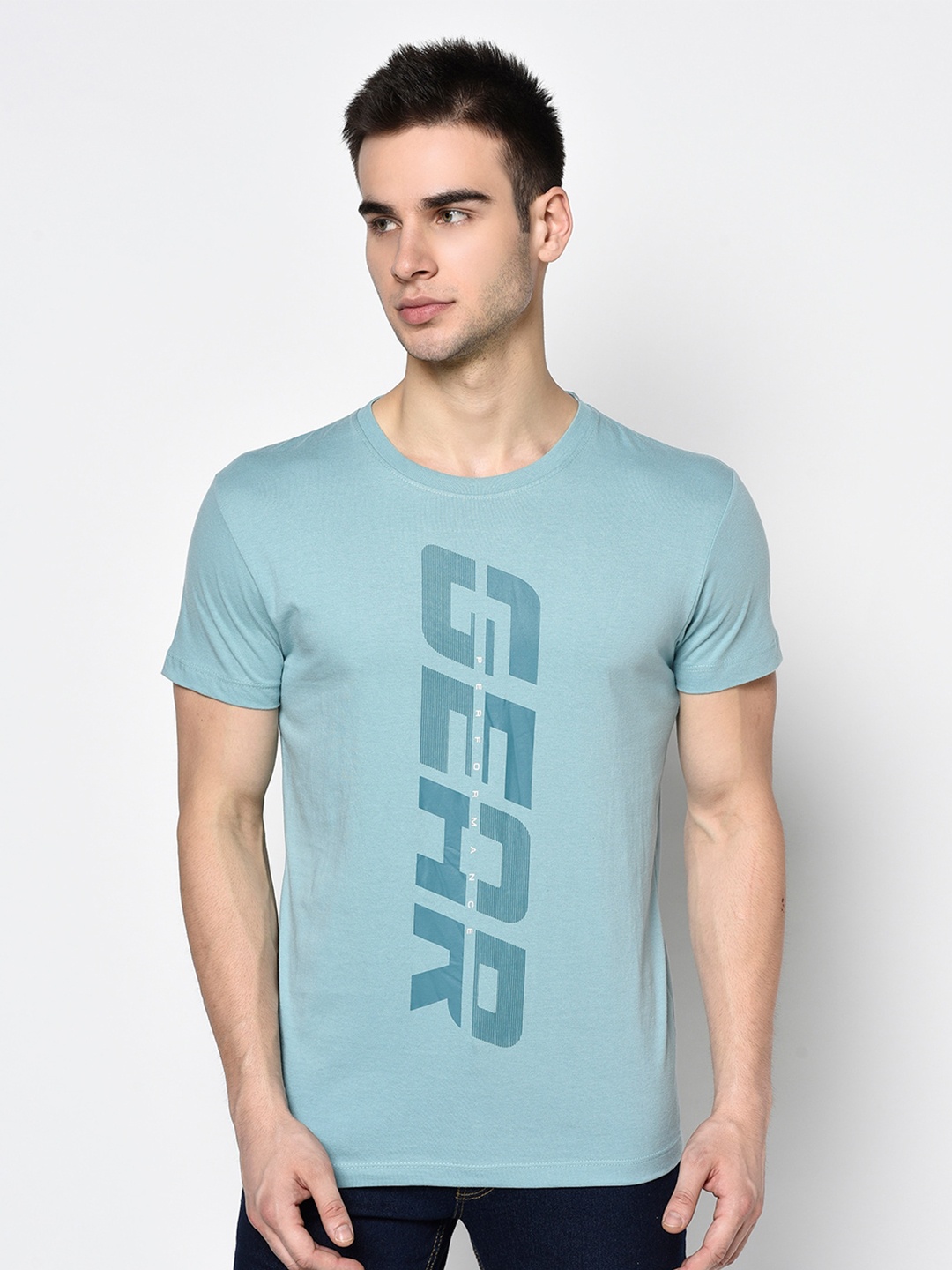 

Octave Men Blue Printed Round Neck T-shirt