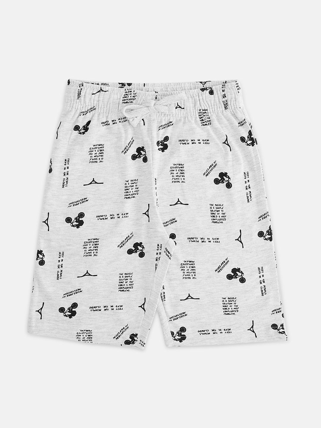 

Pantaloons Junior Boys Grey Melange Printed Regular Fit Shorts