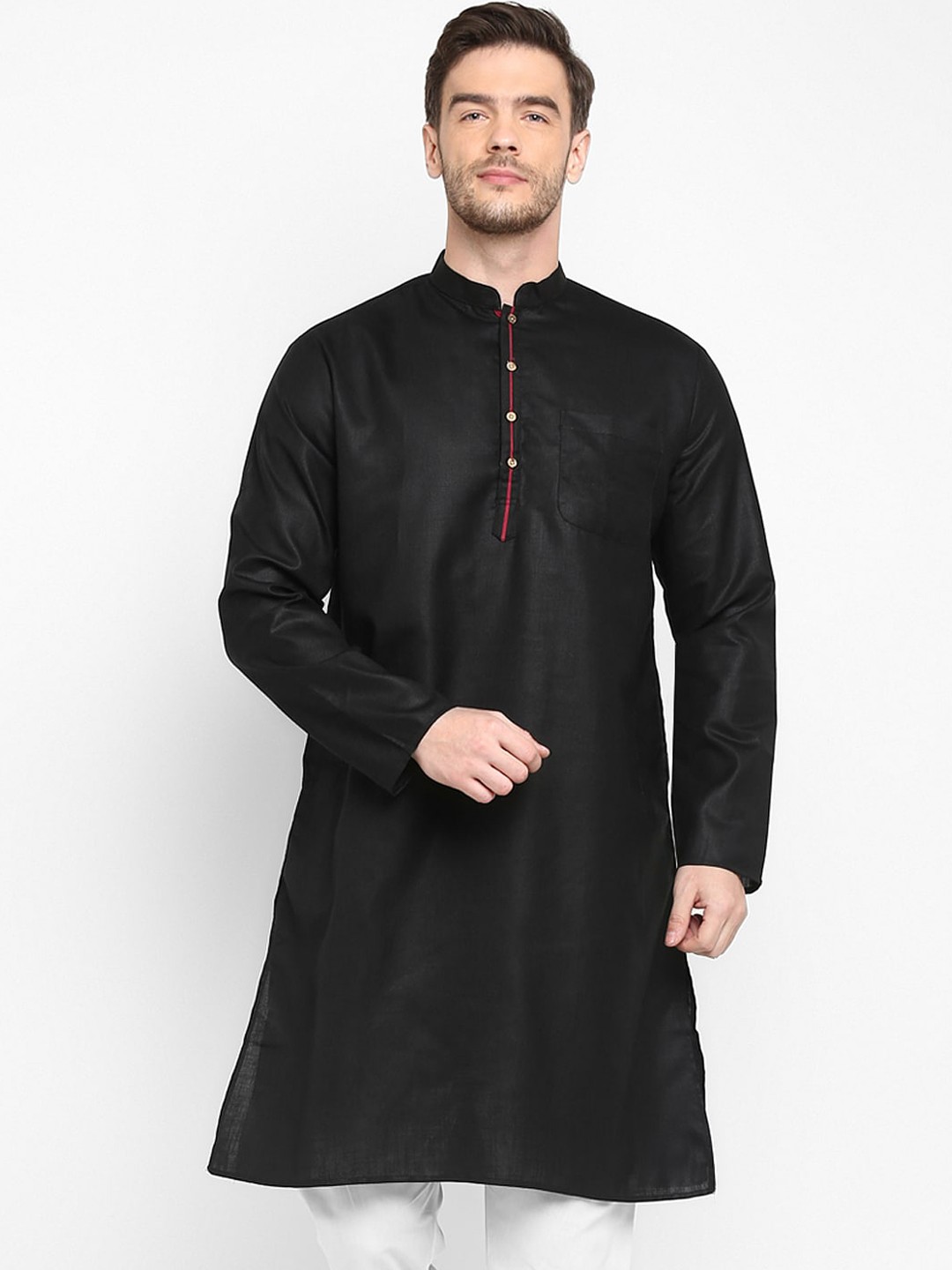 

hangup trend Men Black Solid Straight Kurta