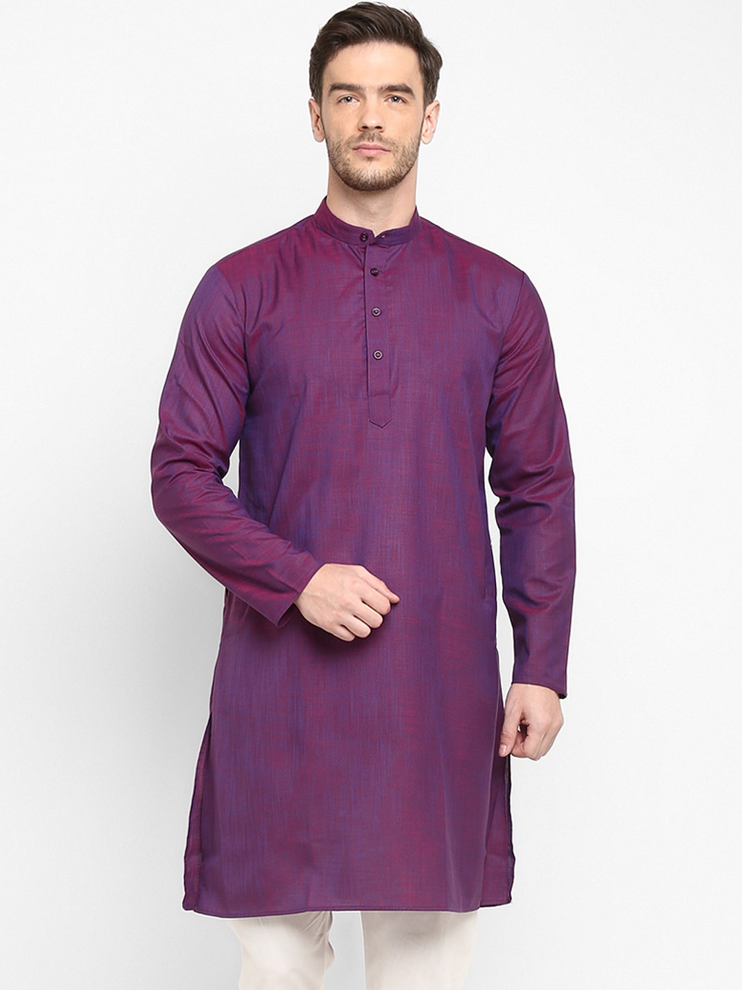 

hangup trend Men Purple Solid Straight Kurta