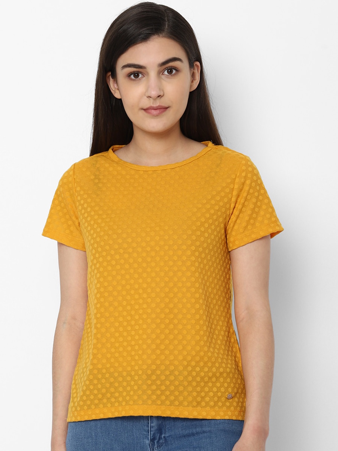 

Allen Solly Woman Women Yellow Geometric Regular Top