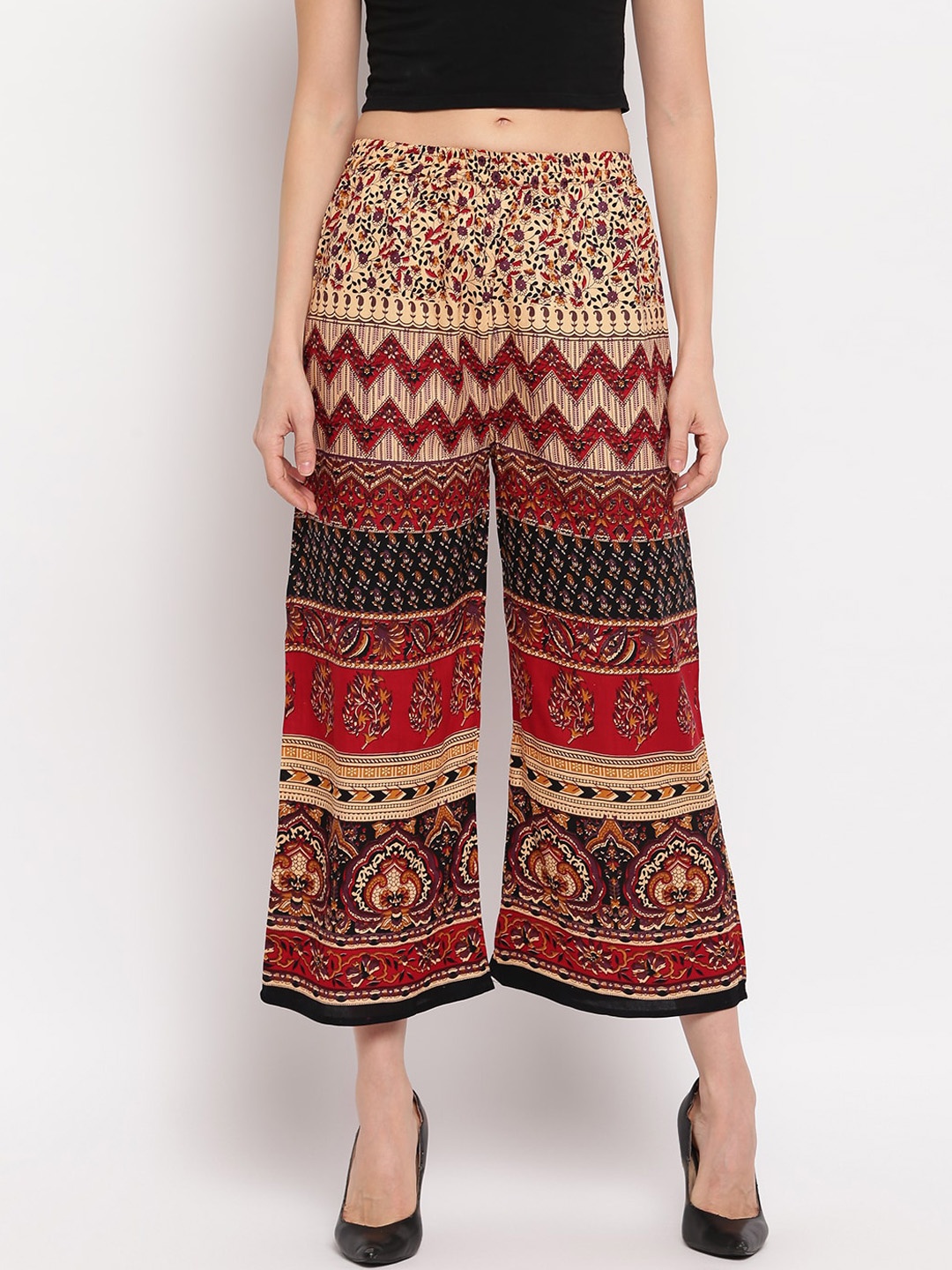 

Aawari Women Multicoloured Printed Flared Palazzos, Multi
