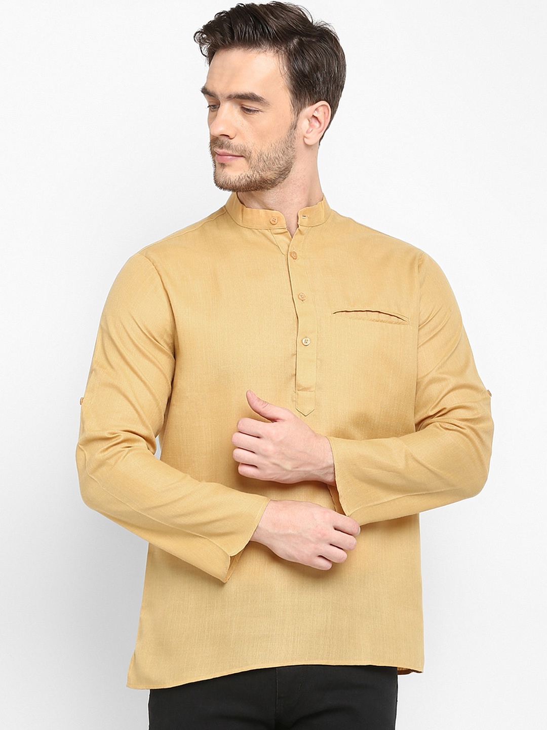 

hangup trend Men Khaki Solid Short Kurta