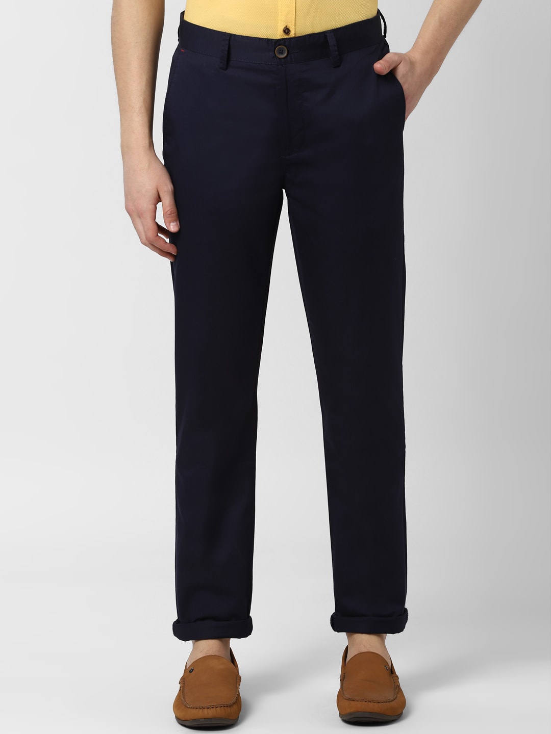 

Peter England Casuals Men Navy Blue Slim Fit Solid Regular Trousers