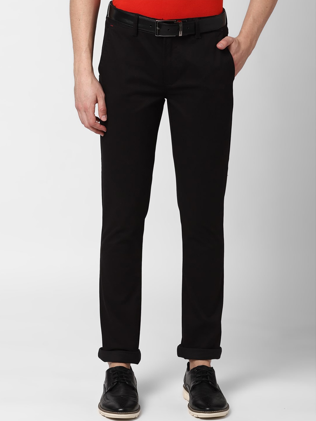 

Peter England Casuals Men Black Skinny Fit Solid Regular Trousers
