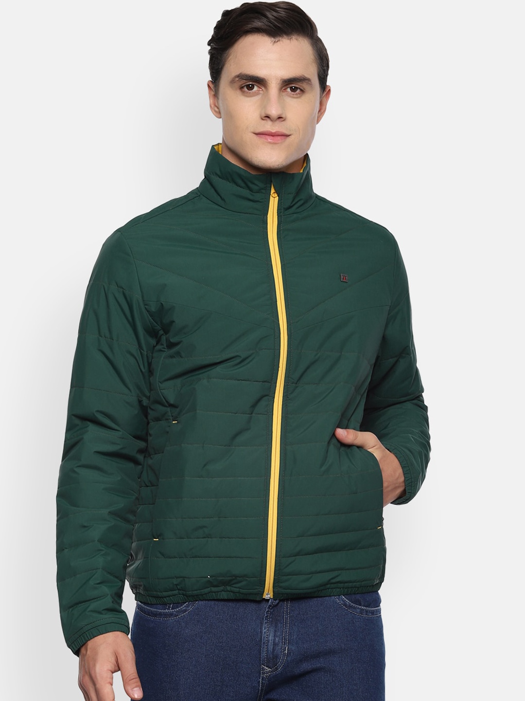 

Louis Philippe Sport Men Green Solid Padded Jacket