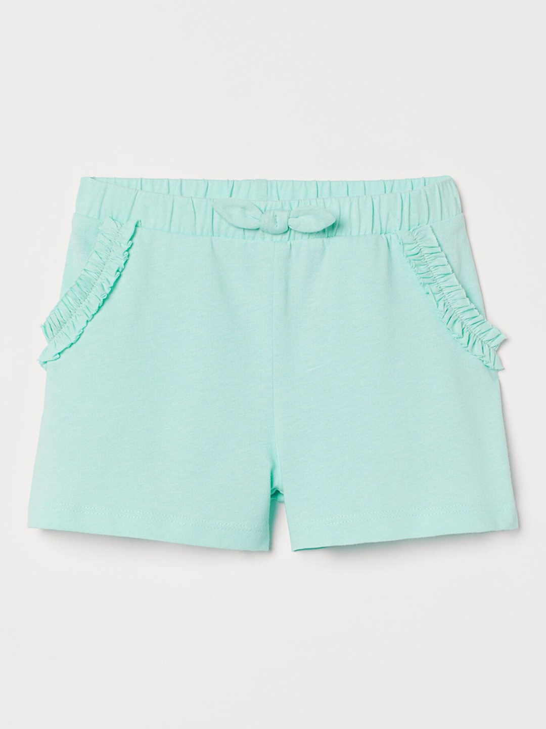 

H&M Girls Turquoise Blue Solid Patterned Jersey Shorts