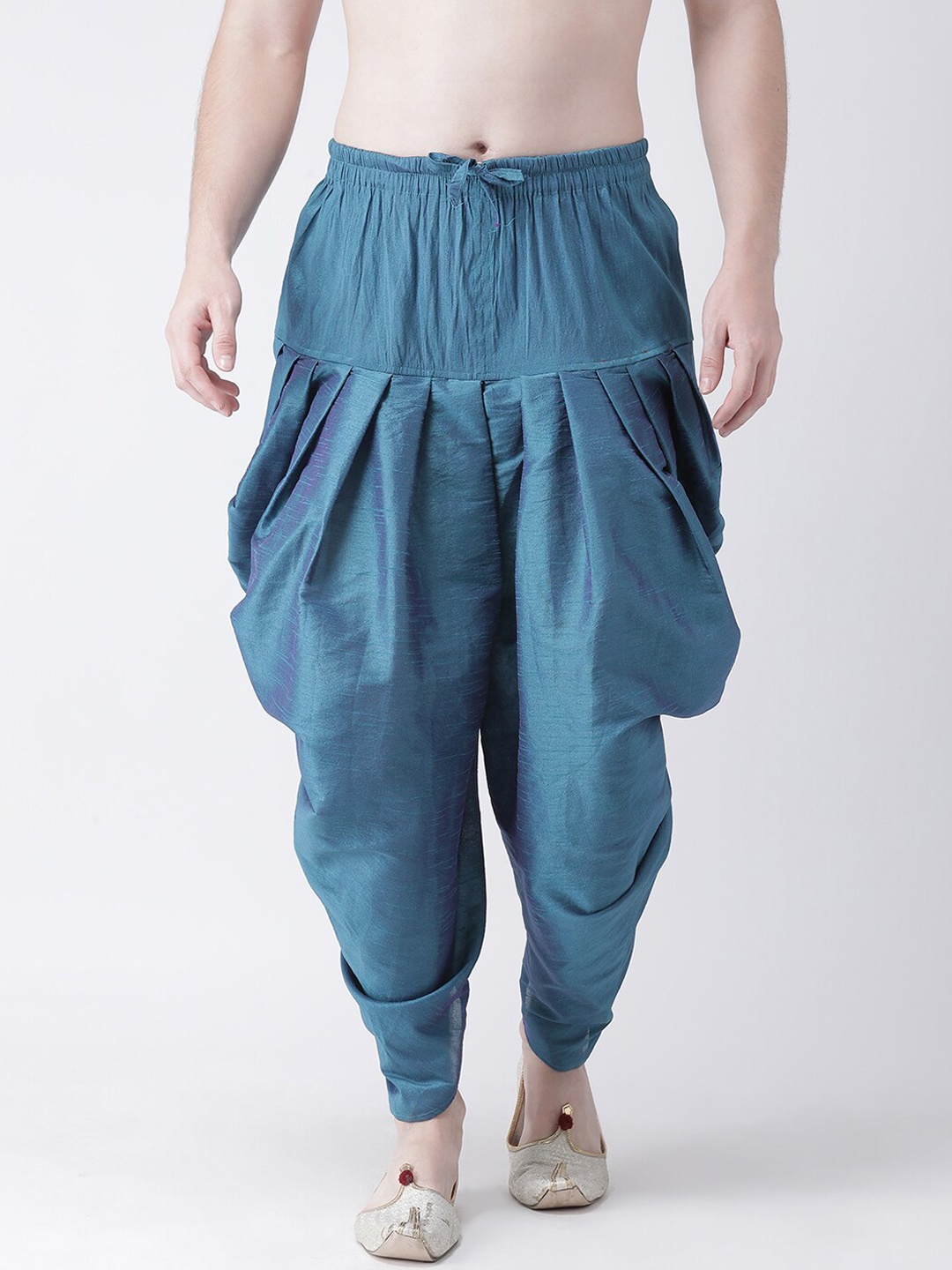 

DEYANN Men Blue Solid Dupion Silk Dhoti