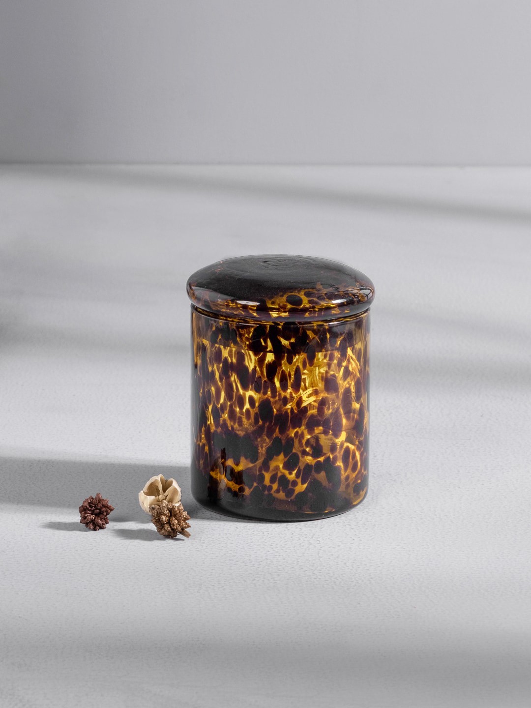 

Pure Home and Living Black & Yellow Amber Glass Container