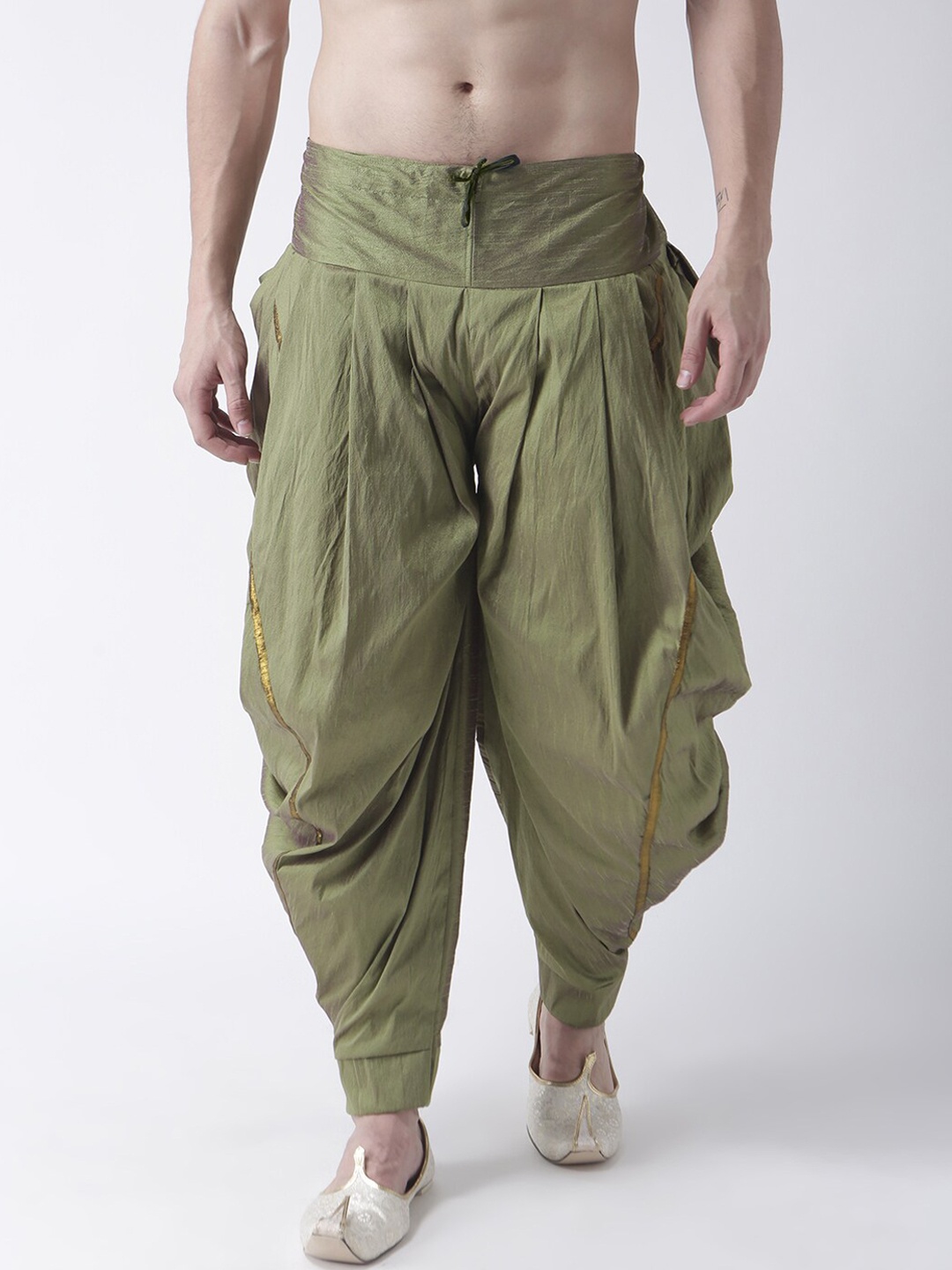 

DEYANN Men Green Solid Dupion Silk Dhoti Pants