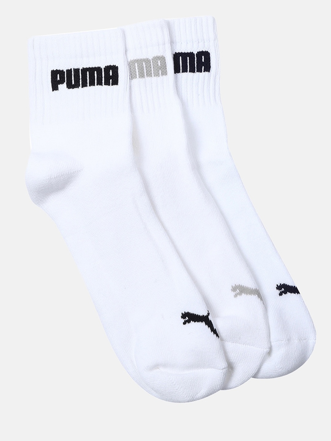 

Puma Pack Of 3 Unisex White Solid Cushioned Quarter Ankle Length Socks