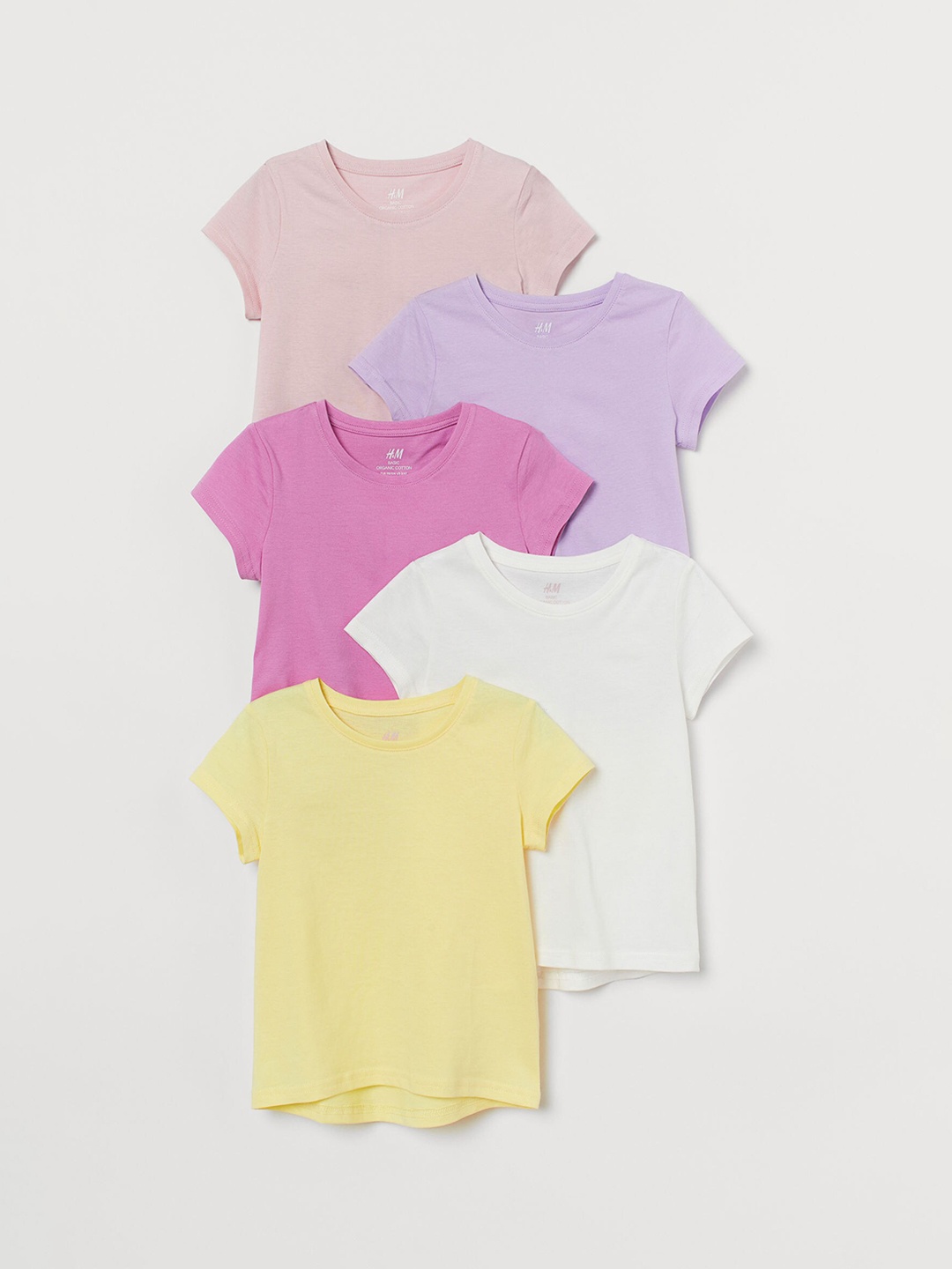 

H&M Girls Solid 5-Pack Jersey Tops, White