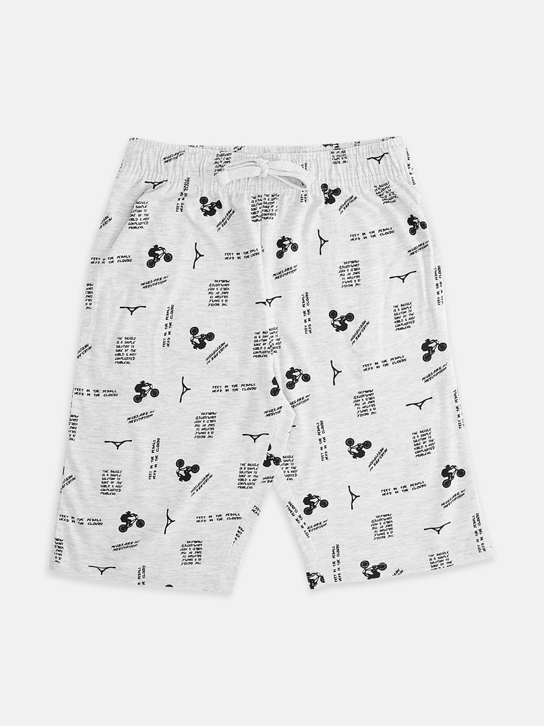 

Pantaloons Junior Boys Grey Melange Printed Regular Fit Shorts