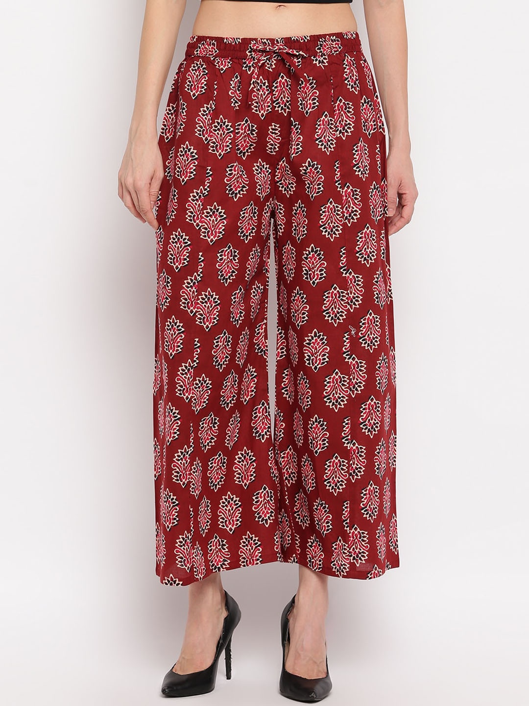 

Aawari Women Rust & Black Printed Flared Palazzos