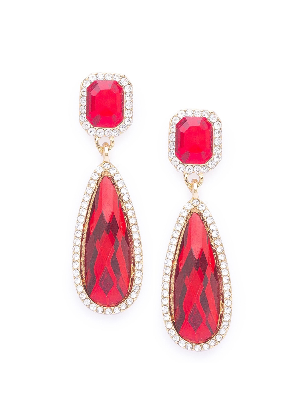 

Globus Red Geometric Drop Earrings