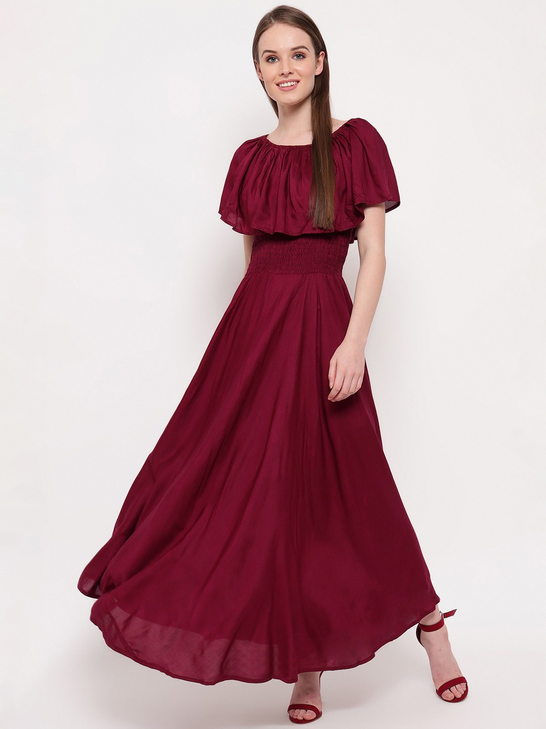 

Aawari Women Maroon Solid Maxi Dress