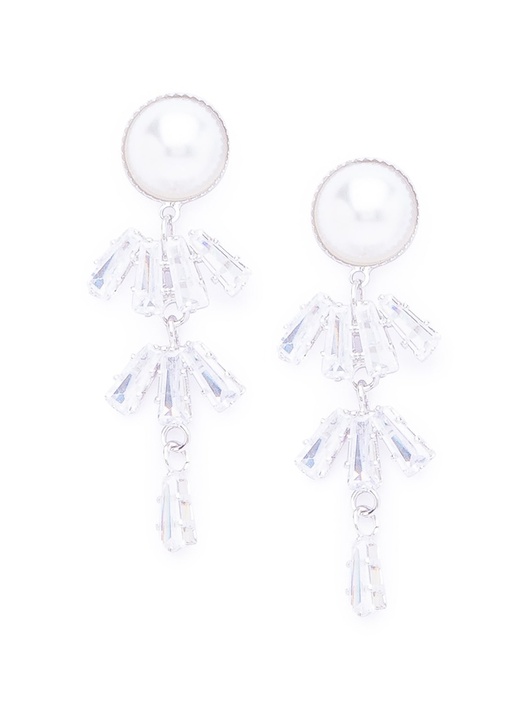 

Globus Silver-Toned Contemporary Drop Earrings