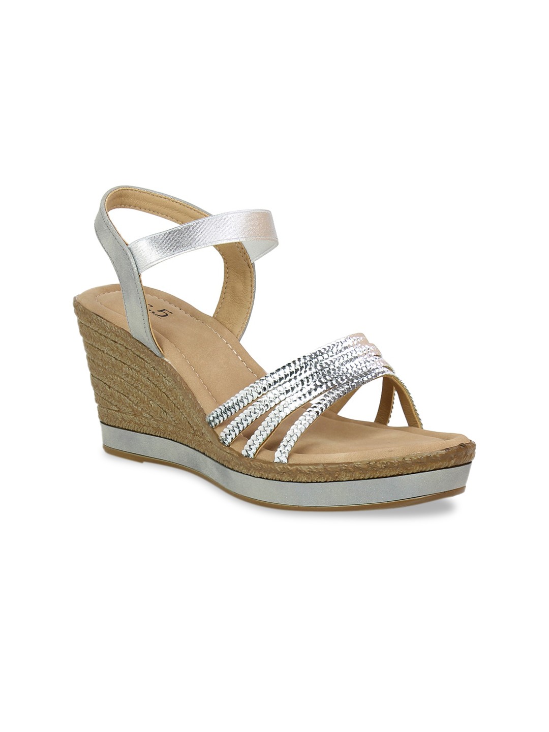 

Inc 5 Women Silver-Toned Woven Design Sandals