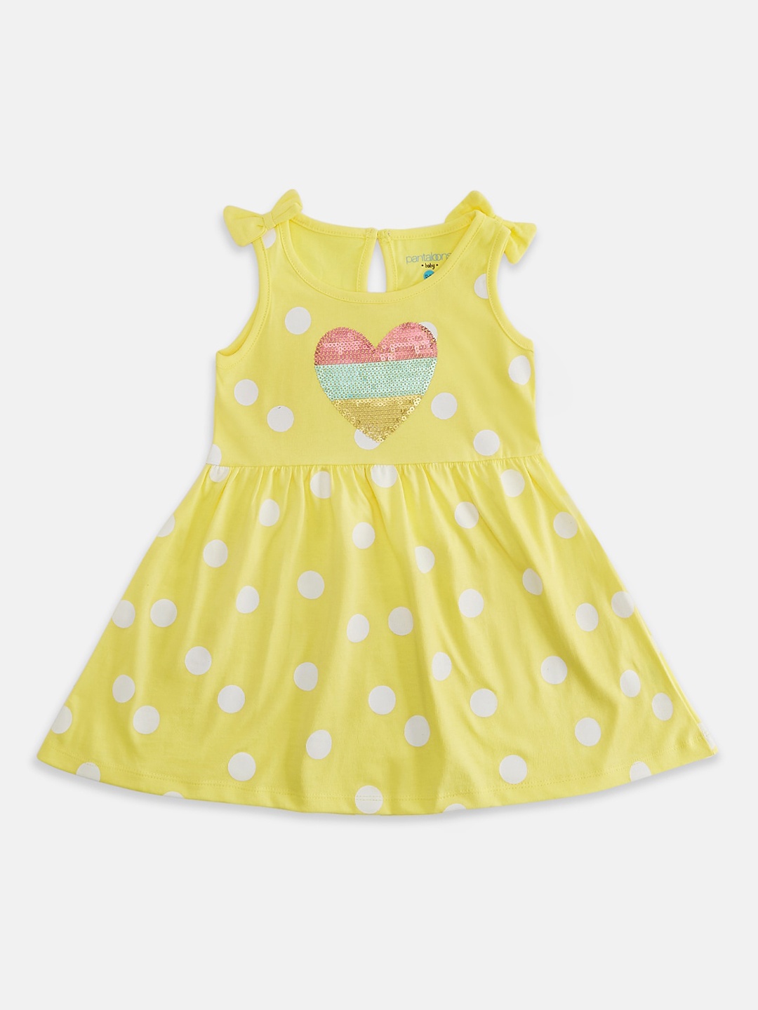 

Pantaloons Baby Girls Yellow & White Printed Fit & Flare Dress