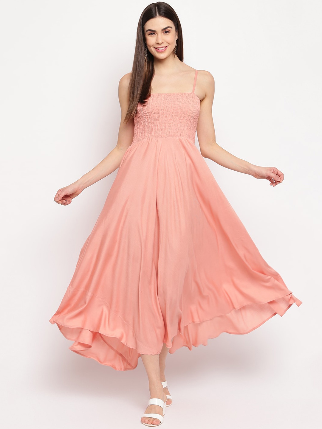 

Aawari Women Pink Solid Maxi Dress