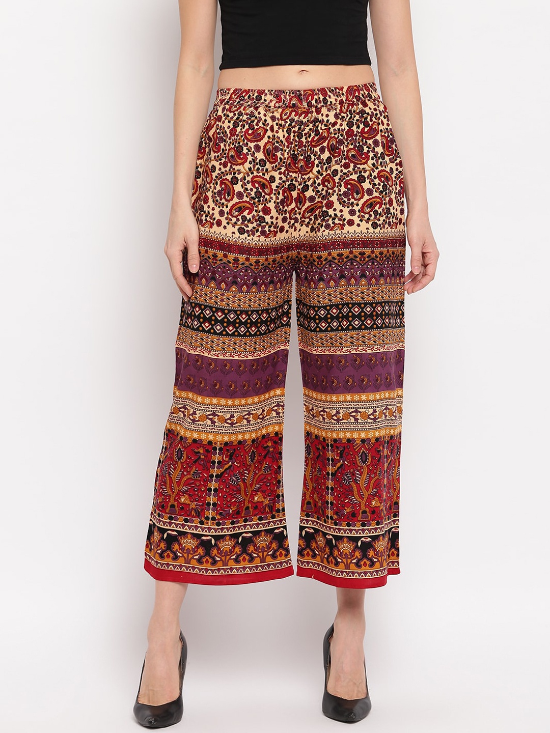 

Aawari Women Multicoloured Printed Flared Palazzos, Multi