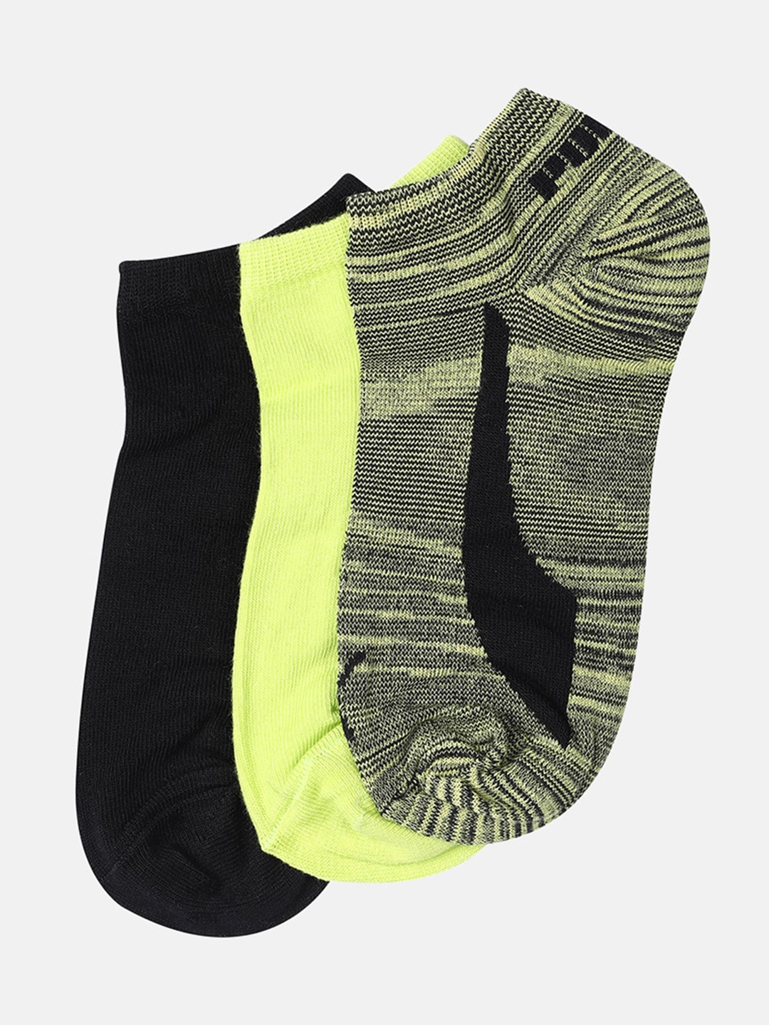 Puma Pack Of 3 Ankle-Length Socks, Fluorescent green