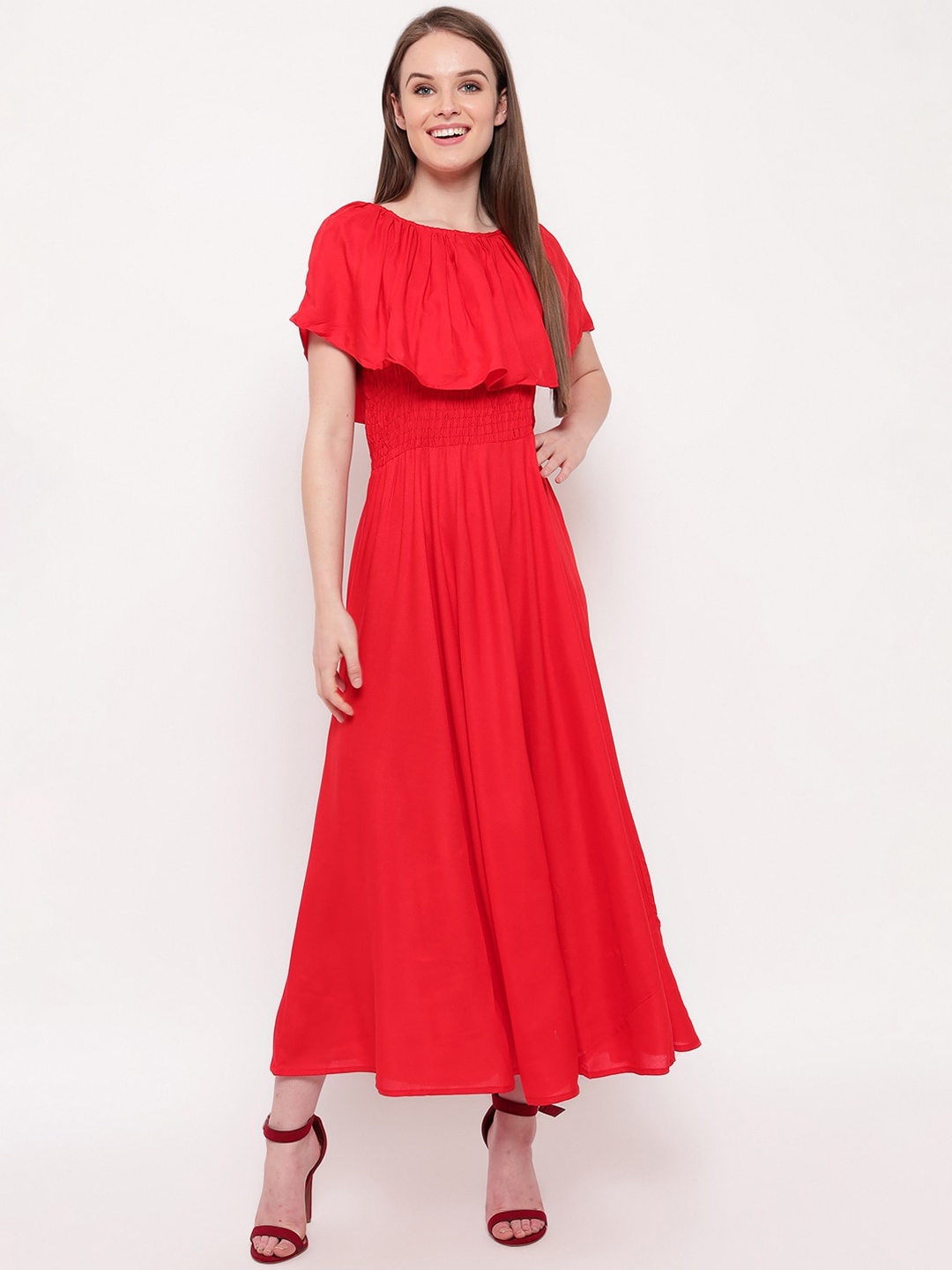 

Aawari Women Red Solid Maxi Dress
