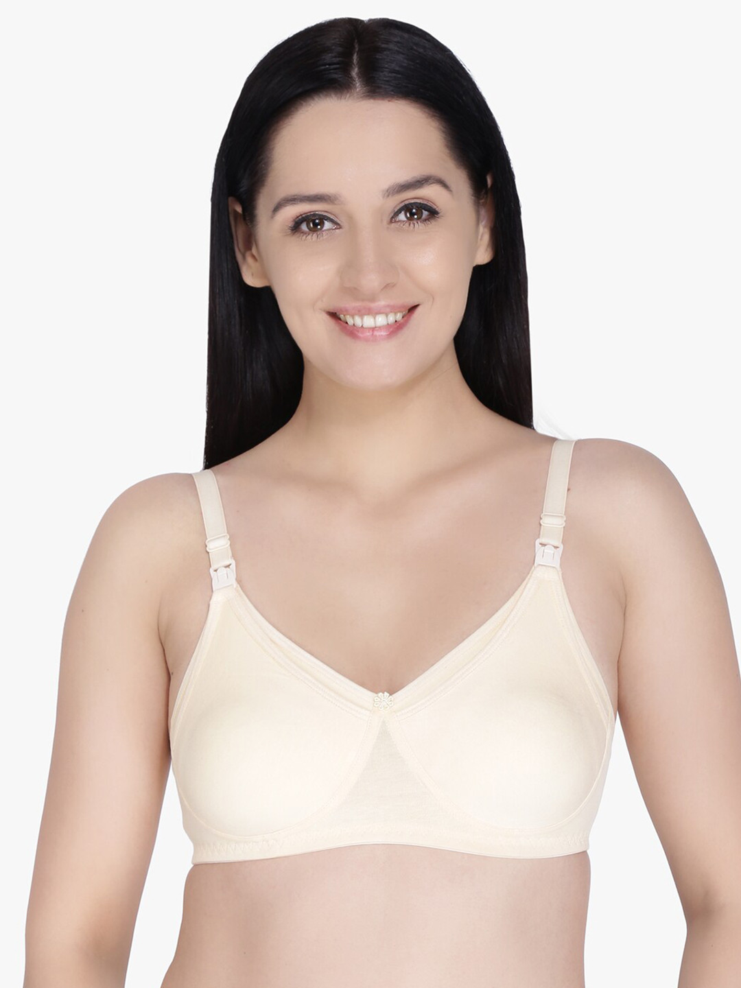 

Anoma Women Beige Solid Cotton Full Cup Non-Wired Non Padded Maternity Nursing Bra
