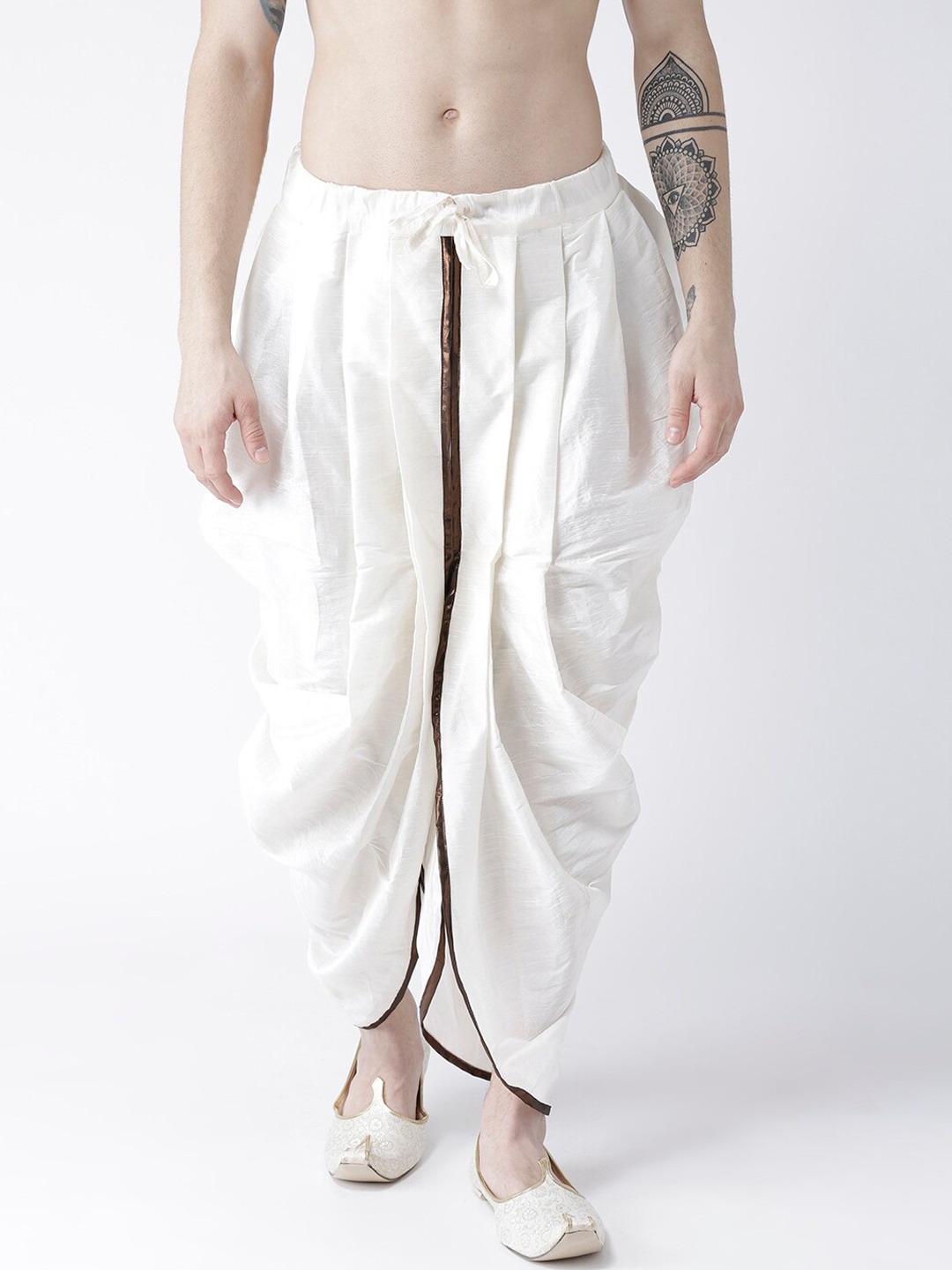 

DEYANN Men Off-White Solid Dupion Silk Dhotis