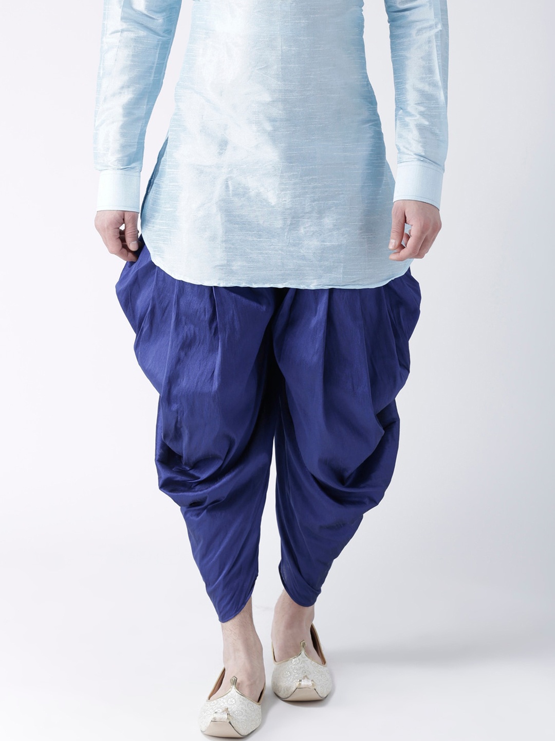 

DEYANN Men Blue Solid Dupion Silk Dhoti