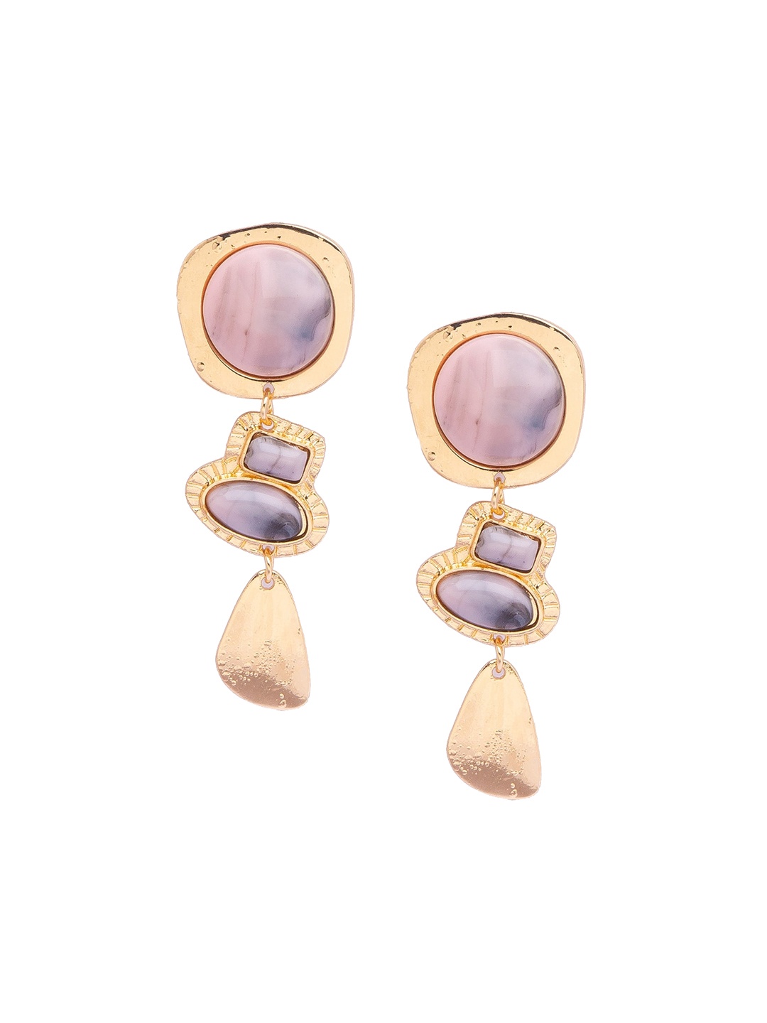 

Globus Pink & Gold-Toned Geometric Drop Earrings