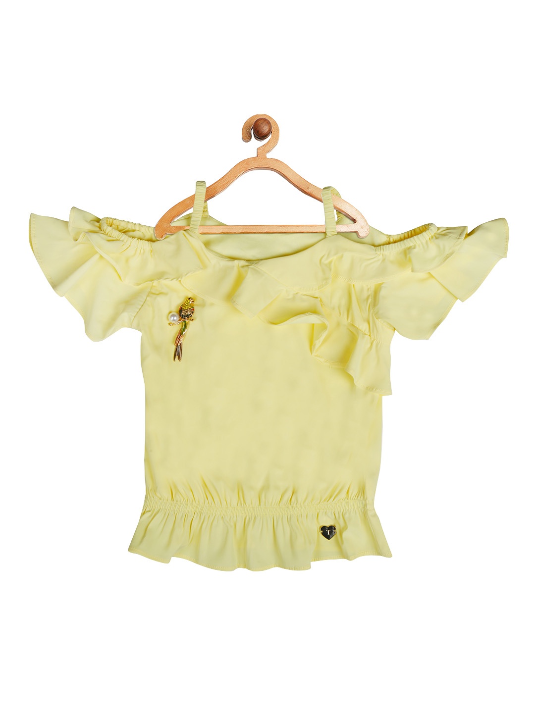 

Tiny Girl Yellow Regular Cold Shoulder Regular Top