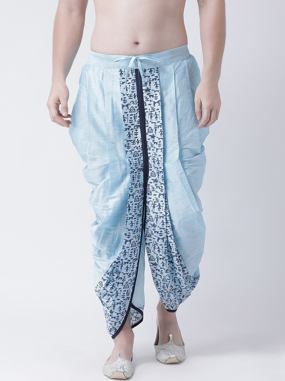 

DEYANN Men Blue Printed Dupion Silk Dhoti Pants