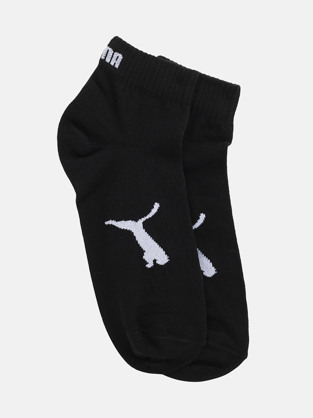 Puma Adults Black & White Brand Logo Patterned Ankle Length Socks