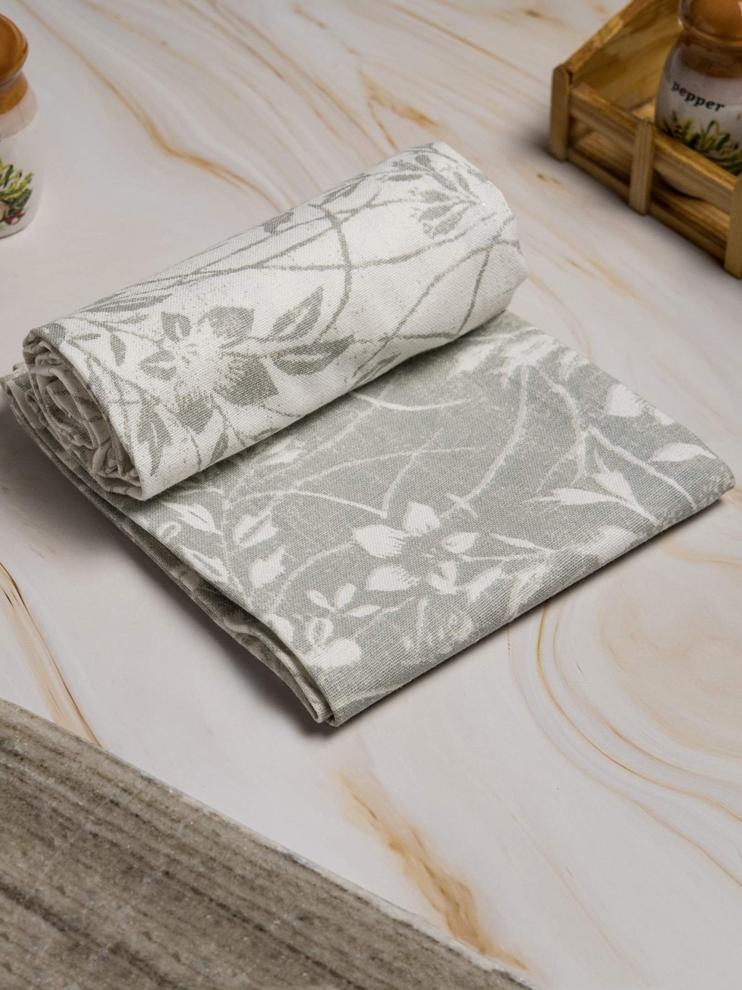 

happywagon Japanese Floral Cotton Kitchen Towels, White