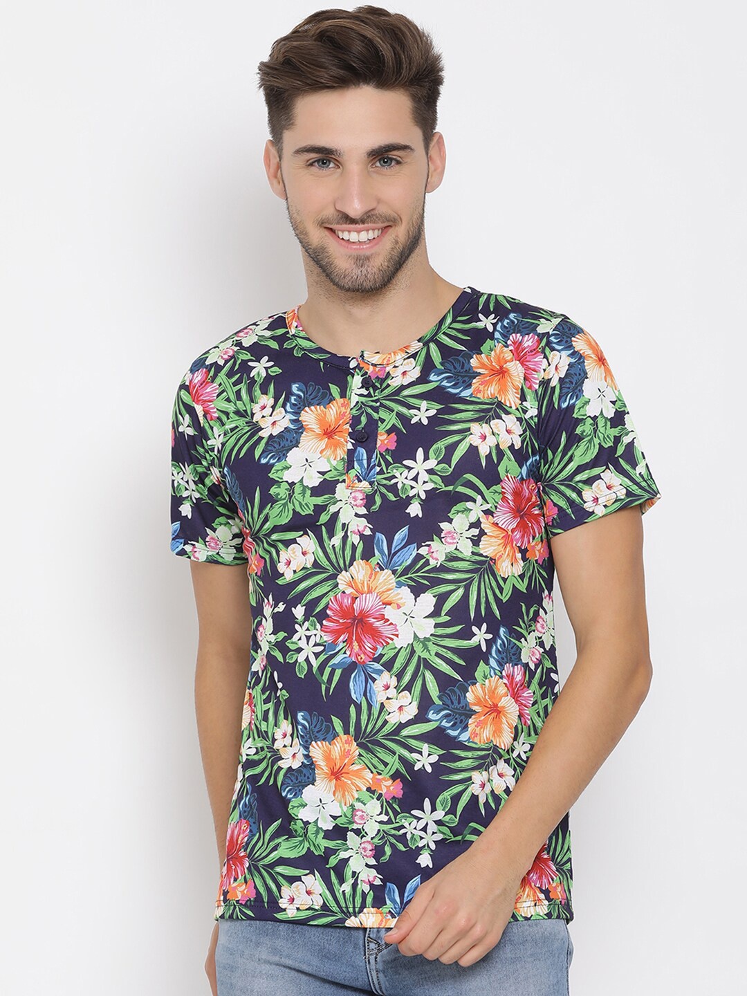 

Hangup Men Multicoloured Printed Cotton T-shirt, Multi