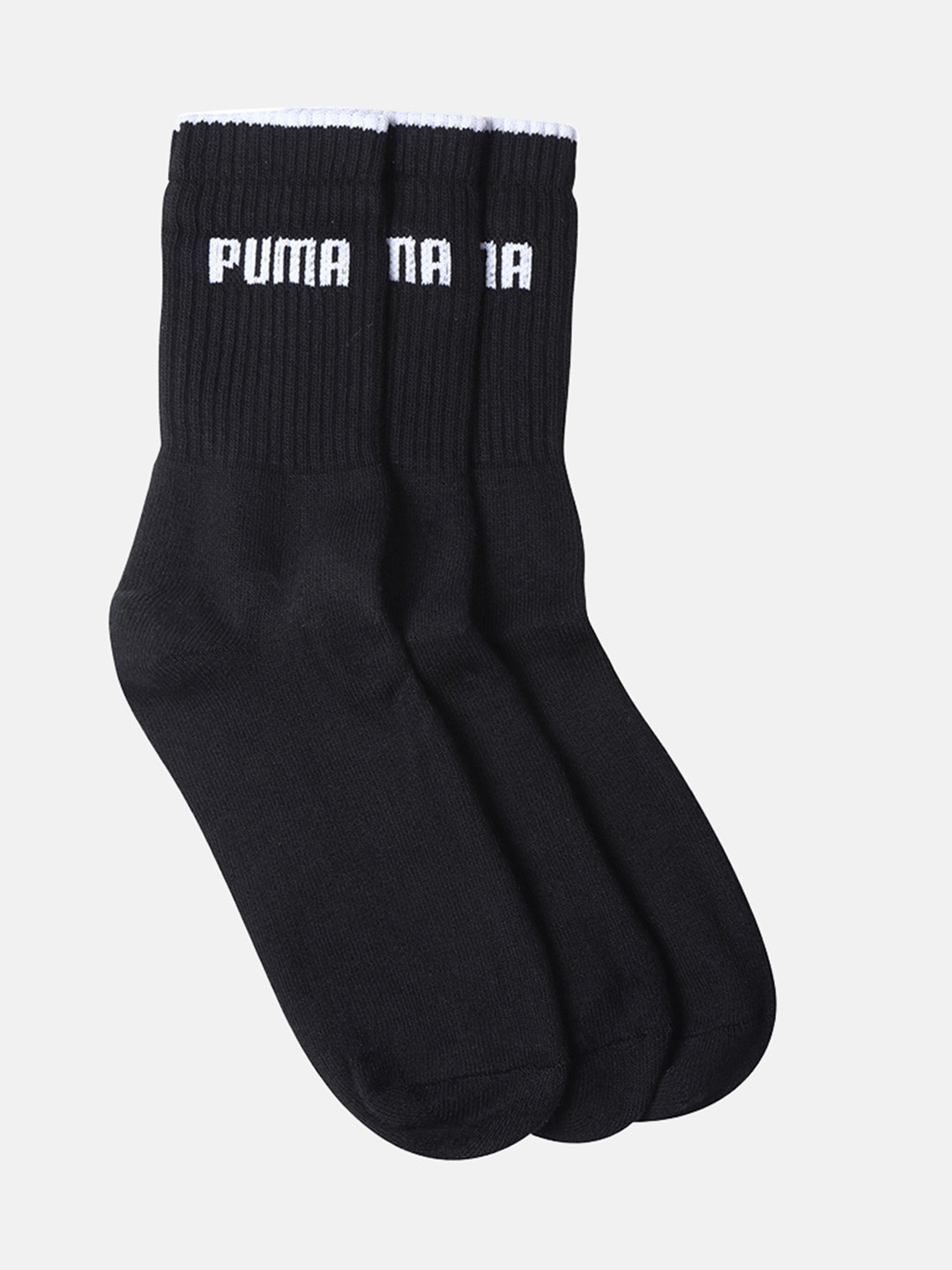 

Puma Unisex Pack Of 3 Black Solid Ankle-Length Socks