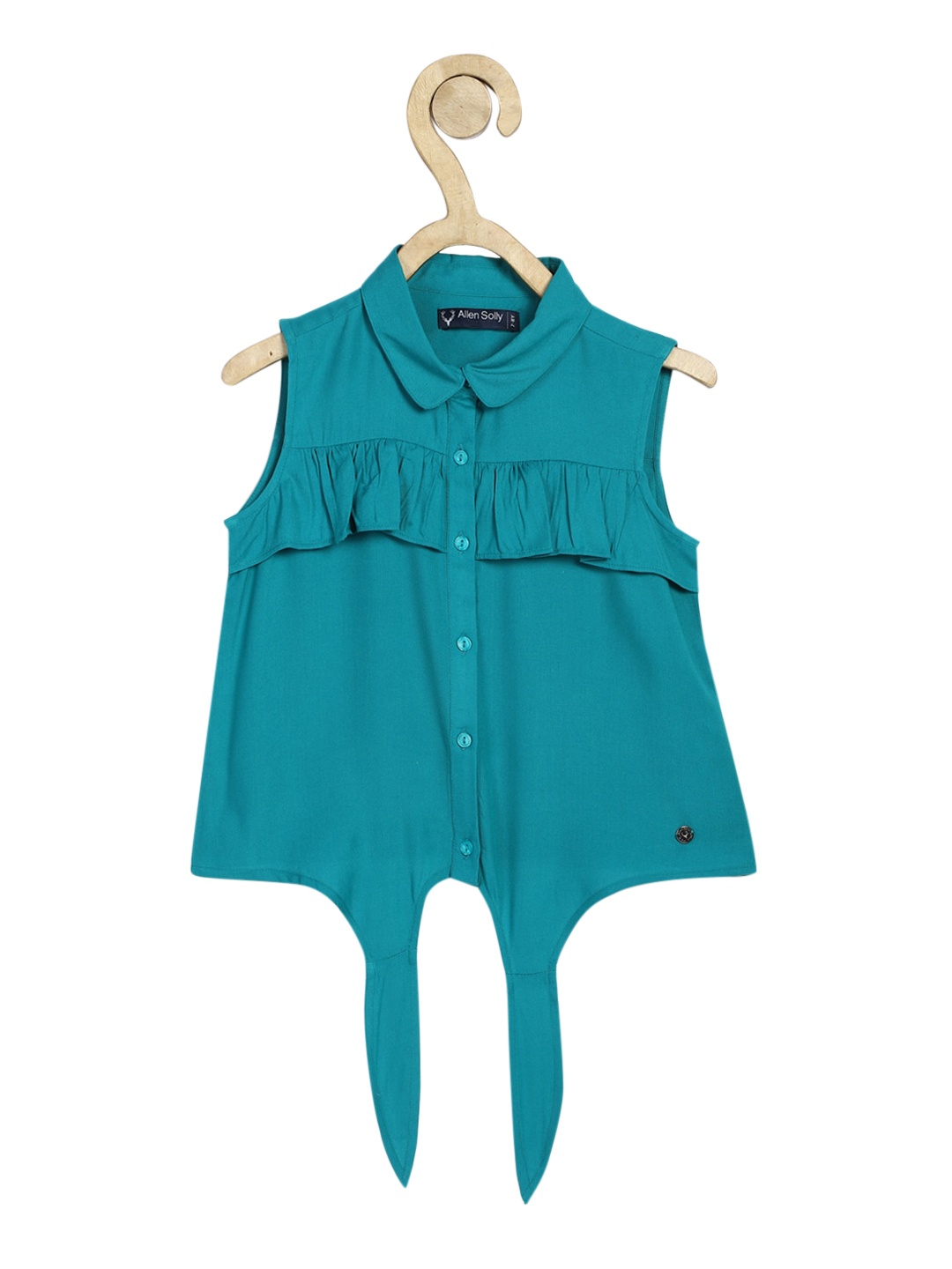 

Allen Solly Junior Girls Teal Blue Peter Pan Collar Shirt Style Top