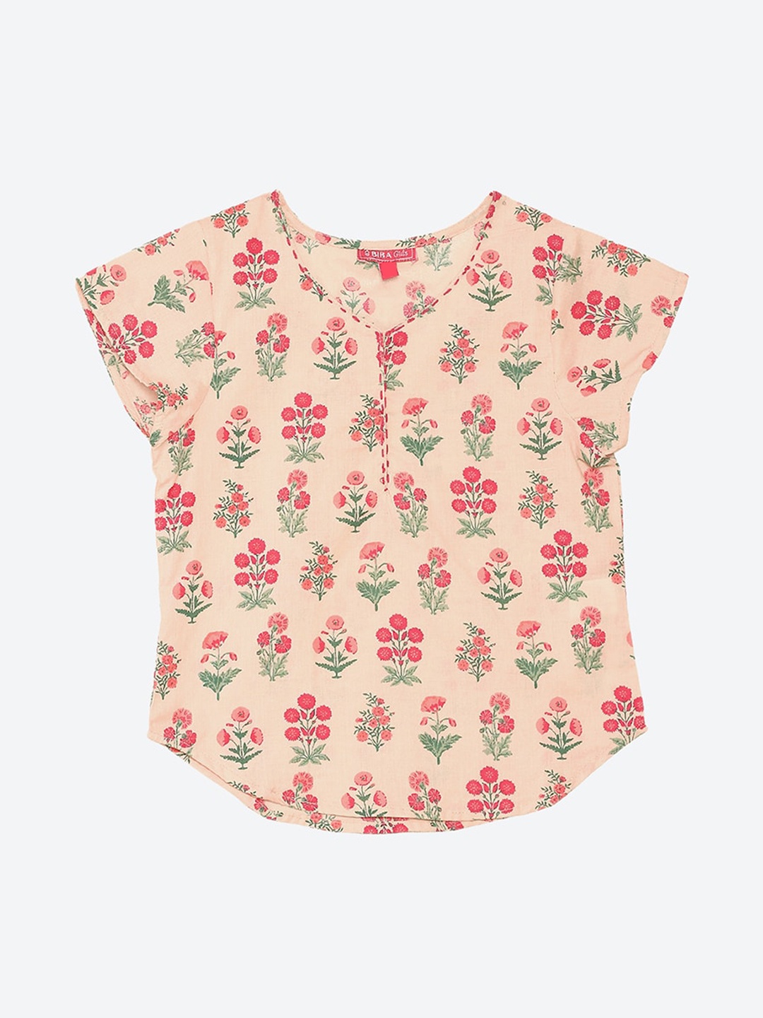 

Biba Girls Pink & Green Printed Kurti