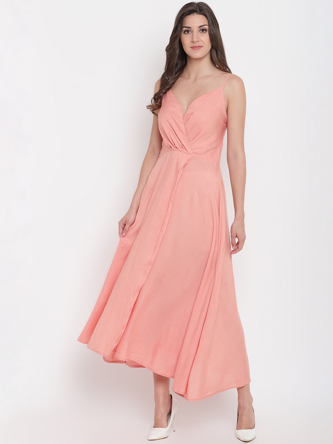 

Aawari Women Pink Solid Maxi Dress