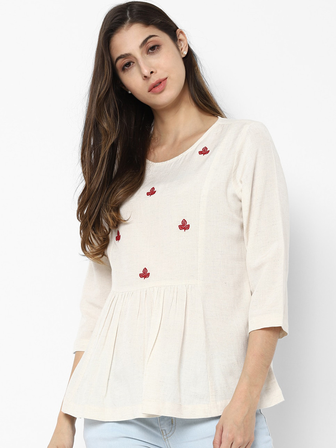 

Allen Solly Woman Cream-Coloured Peplum Top