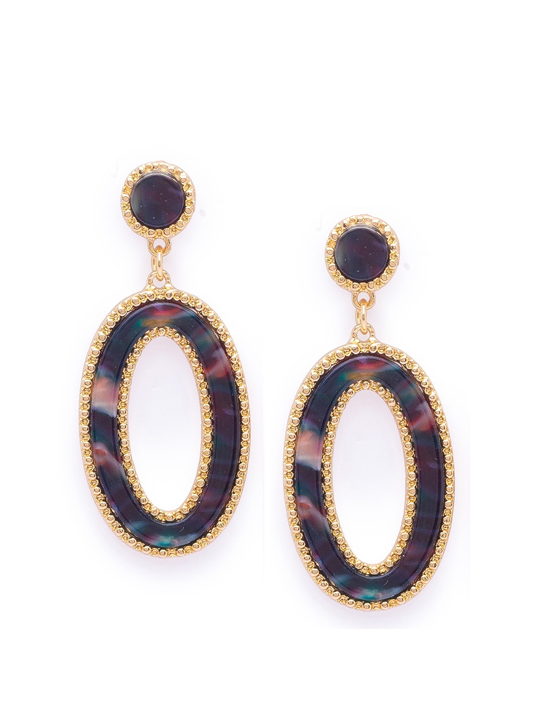 

Globus Gold-Toned & Black Contemporary Drop Earrings