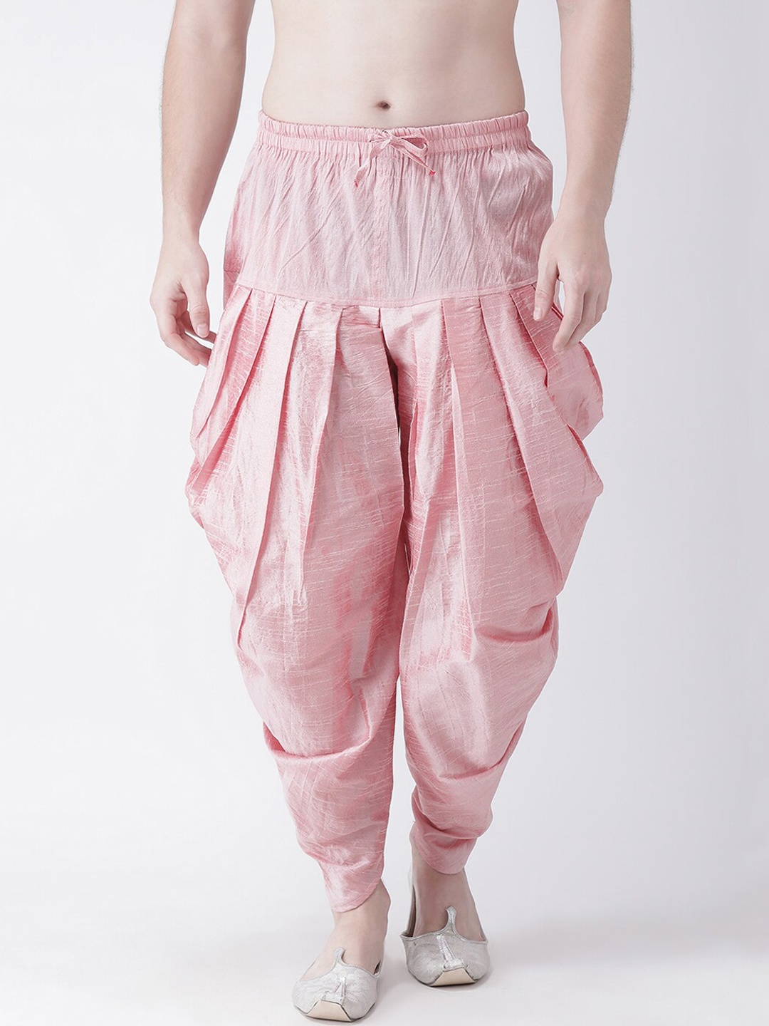 

DEYANN Men Pink Solid Dupion Silk Dhoti Pants